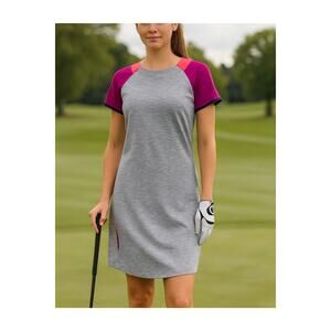 Title Nine Athletic Sporty Gray & Magenta Performance Dress Small